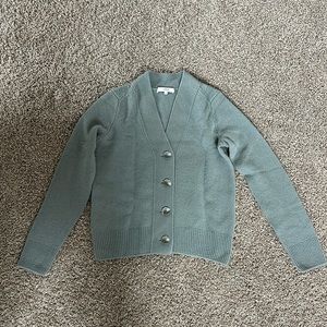 Vince Wool Cashmere Button-Front Cardigan in Light Blue XS